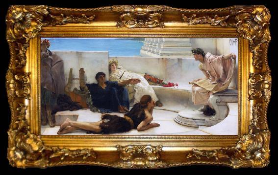 framed  Alma-Tadema, Sir Lawrence A Reading from Homer (mk23), ta009-2
